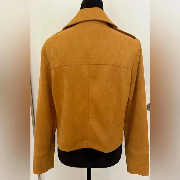 Philosophy Women’s Sz L Mustard Yellow Faux Leather Moto Style Jacket - NWT - Picture 5 of 7